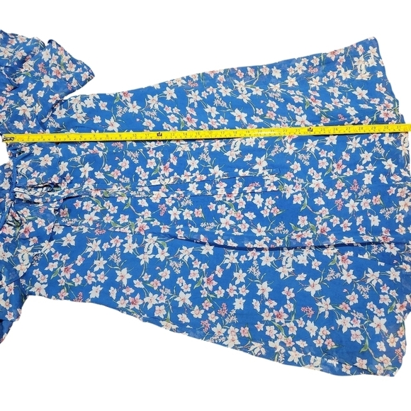Roz & Ali Womens Blue Floral Flutter Sleeve Off Shoulder Boho Flowy Dress Size 8 - Picture 4 of 7